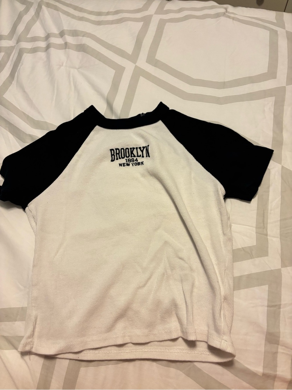wild fable White and Black Raglan Tee with Brooklyn Logo